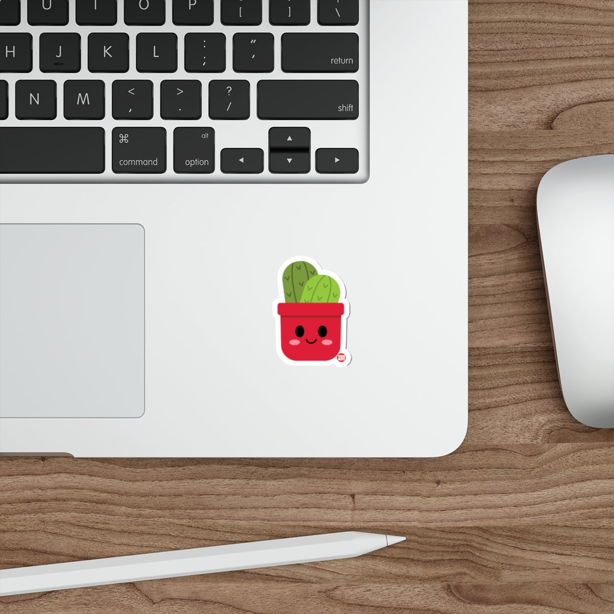 Cute Red Cactus Cartoon Character Laptop Sticker