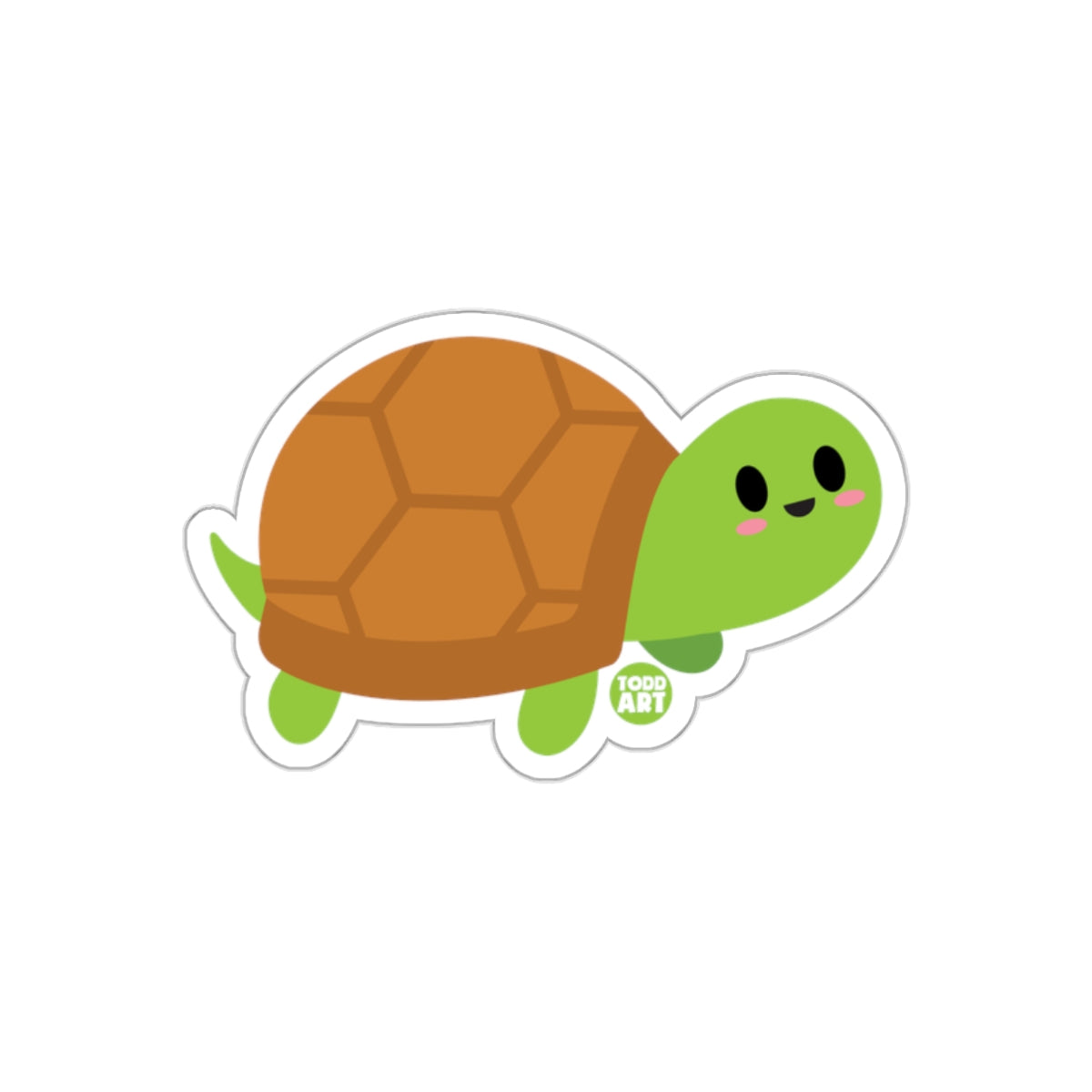 Cute Todd Art Green Turtle Sticker for Decorating Surfaces