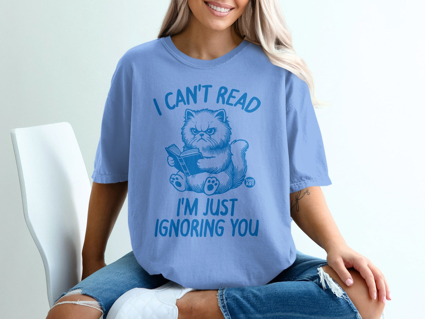 I Can't Read I'm Just Ignoring You Funny Cat Shirt