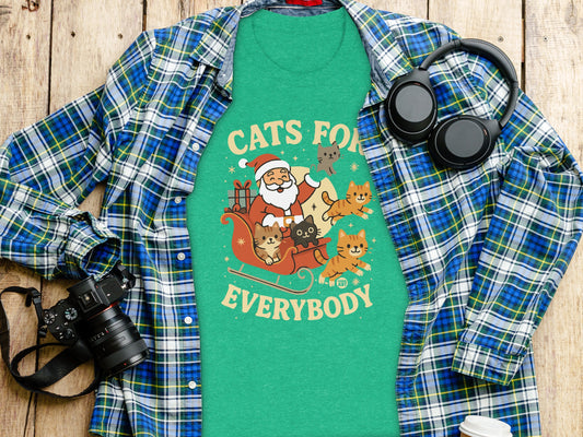 Cats For Everybody Santa and Cats Graphic T-shirt