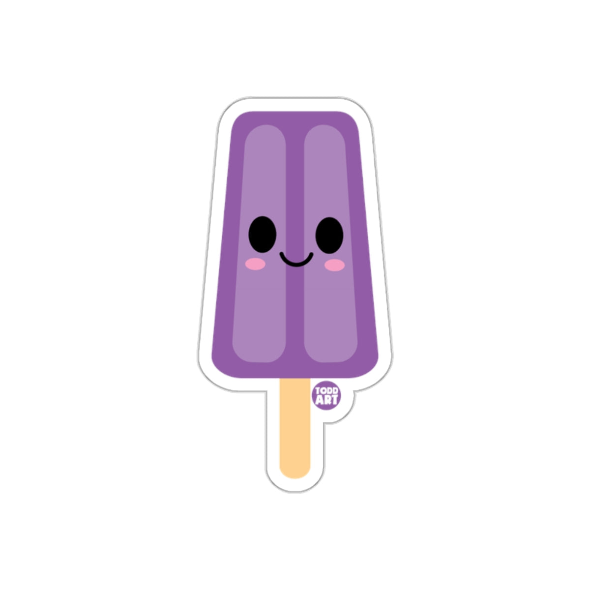 Cute Smiling Purple Popsicle Sticker with Pink Cheeks
