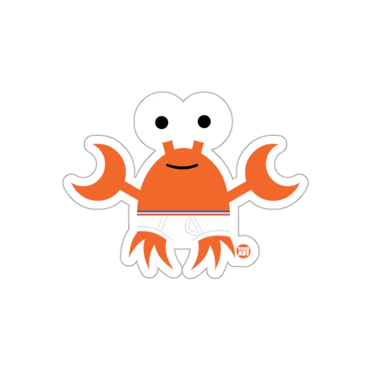 Happy Orange Crab with Swim Shorts Sticker Design