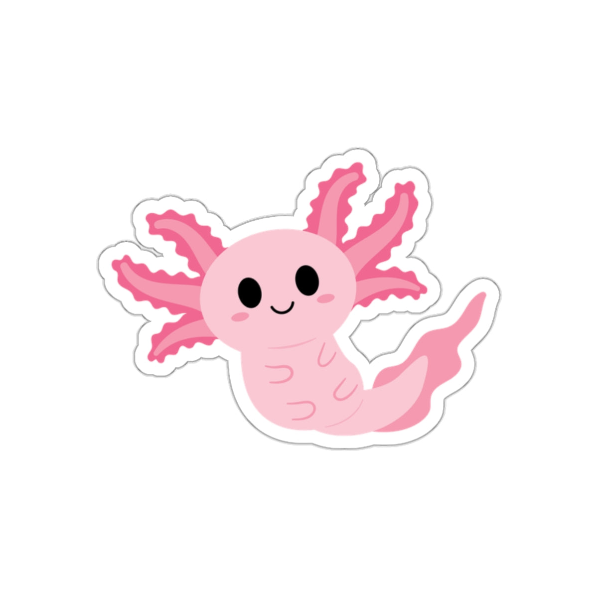Cute Smiling Pink Axolotl Illustration Sticker