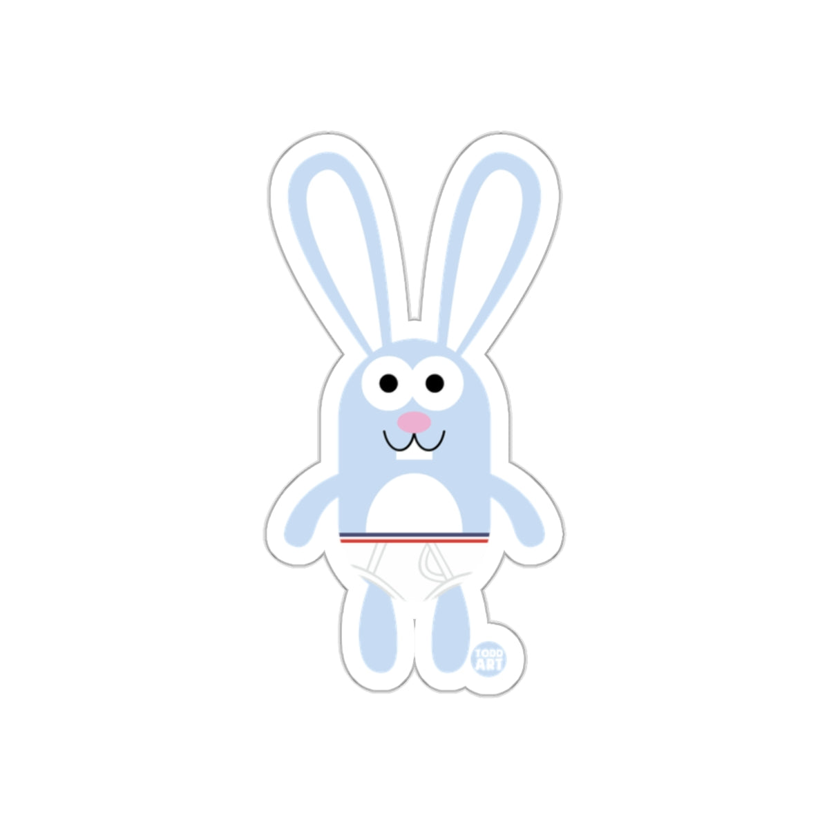 Cute Blue Bunny in Diaper Cartoon Animal Sticker