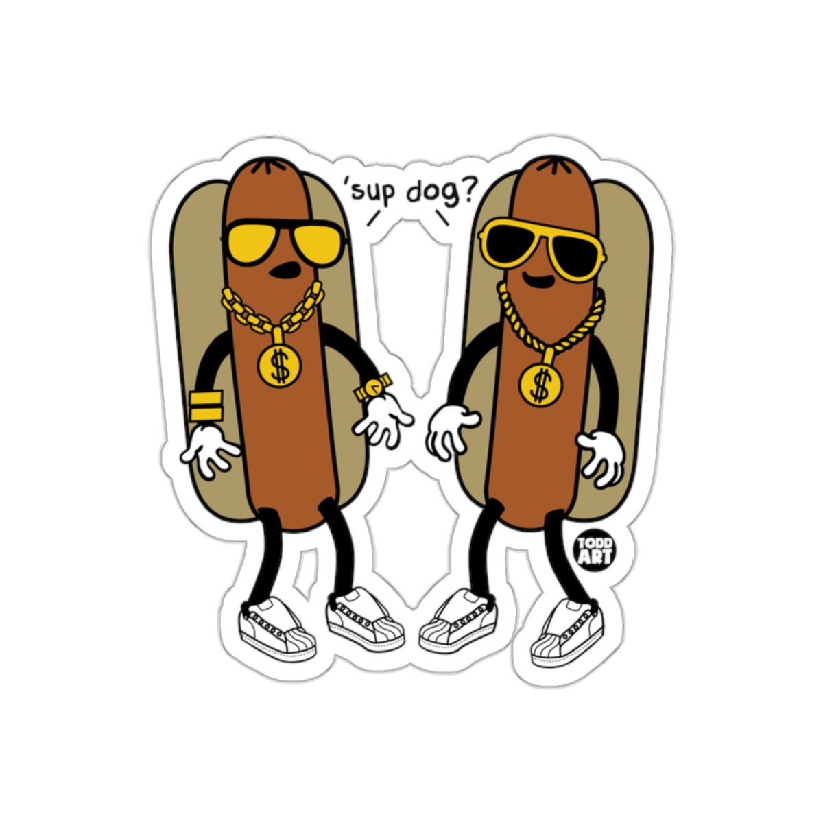 'Sup Dog Fun and Quirky Hot Dog Character Sticker