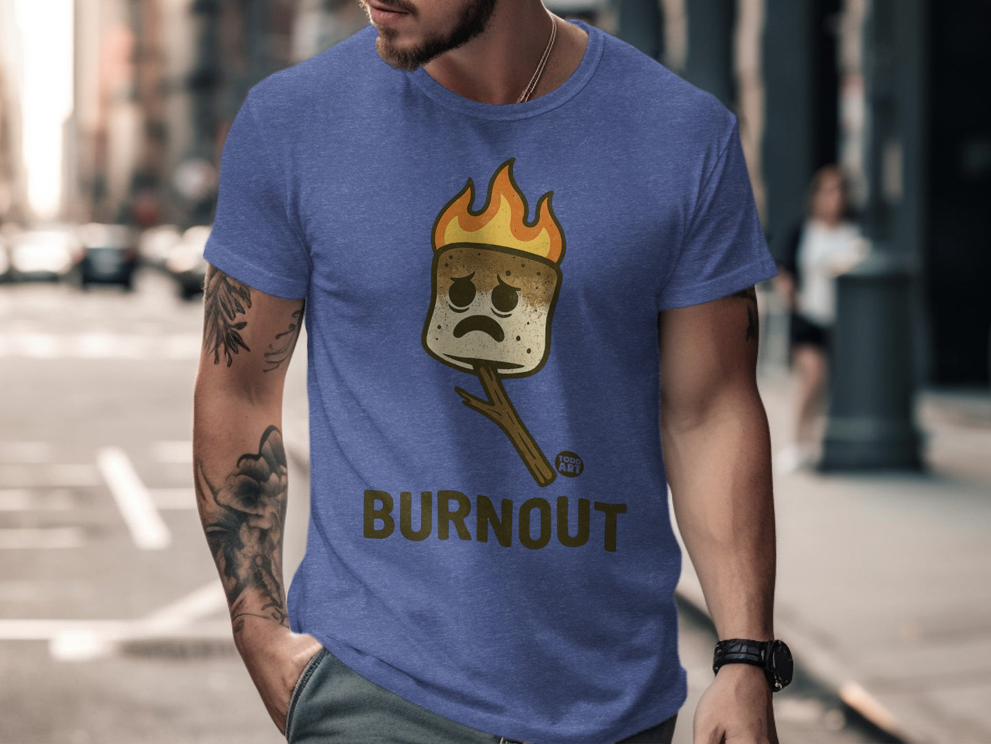 Burnout Marshmallow on Fire Graphic T-Shirt