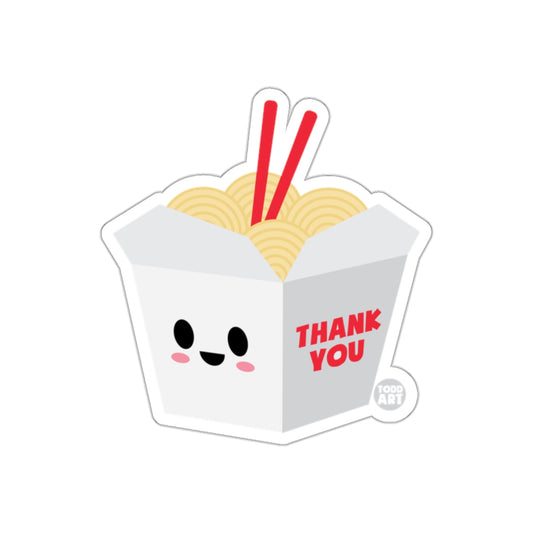 Cute Smiling Noodle Box Thank You Sticker Design