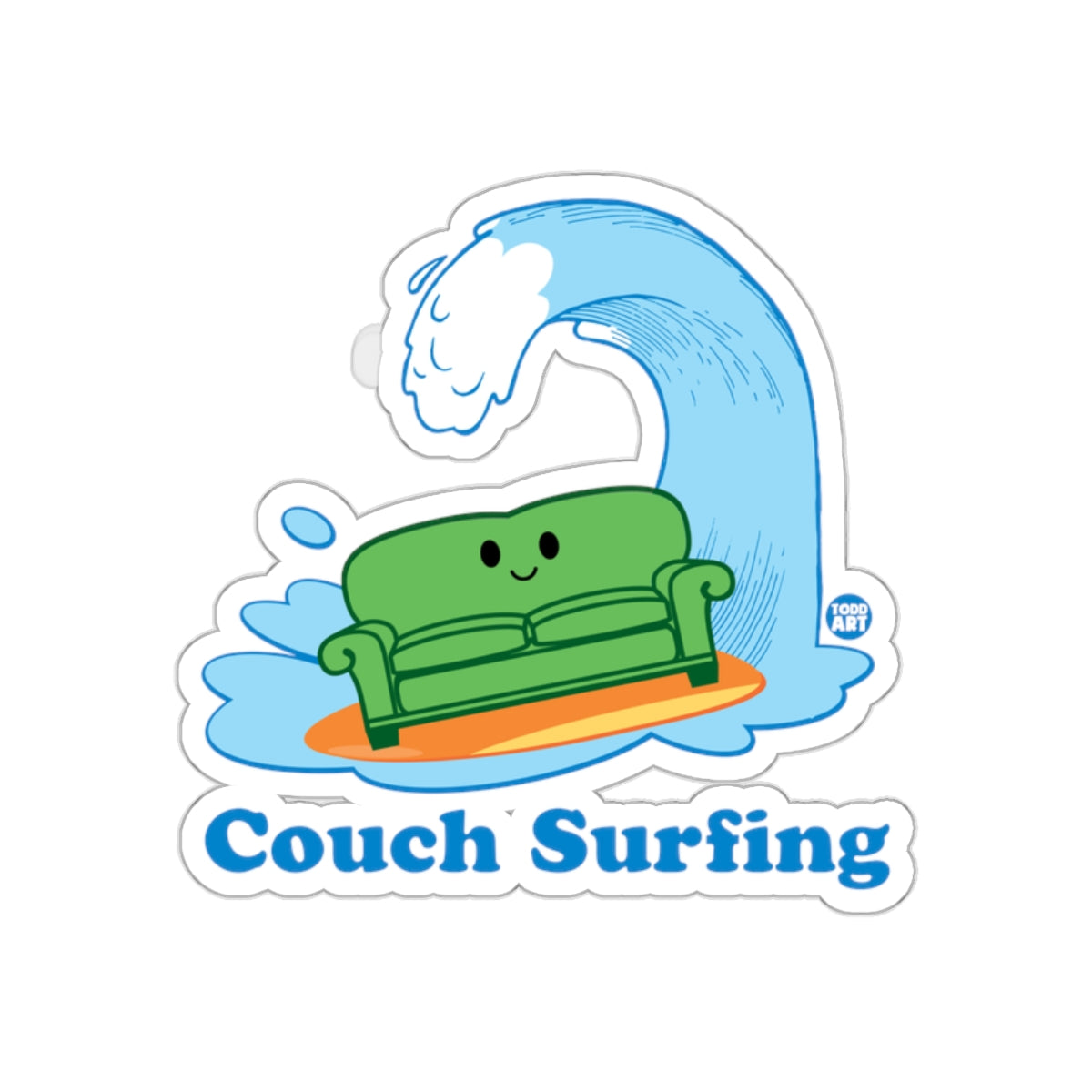 Couch Surfing Wave Cute Graphic Art Sticker