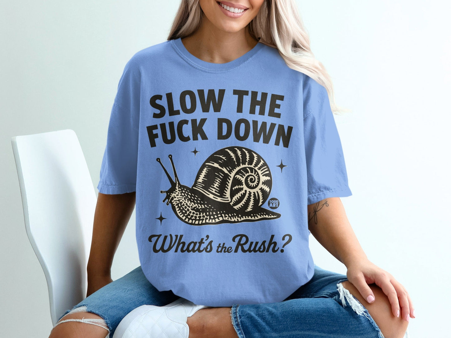 Slow The Fuck Down What's The Rush Snail T-Shirt