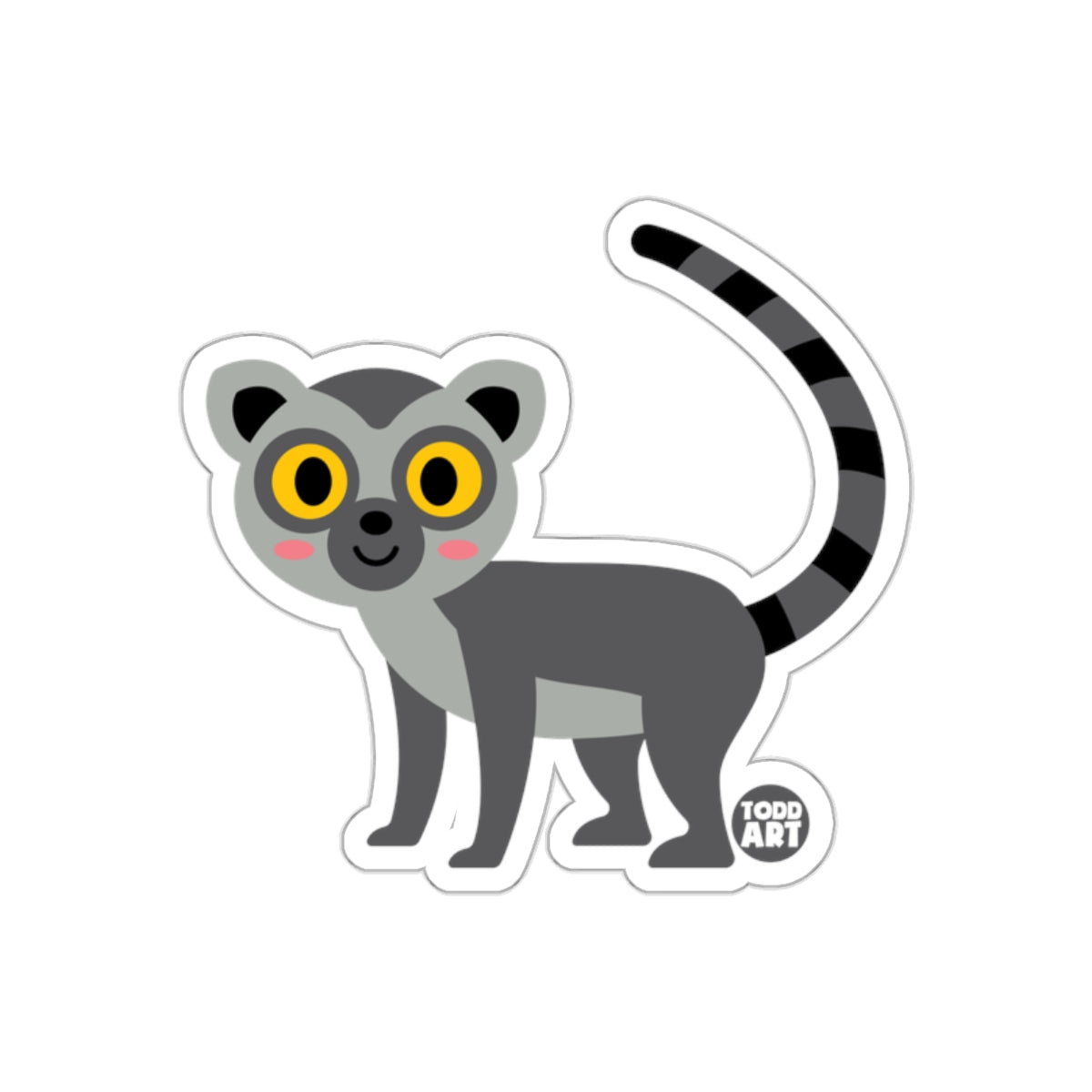 Cute Lemur Illustration by Todd Art Sticker