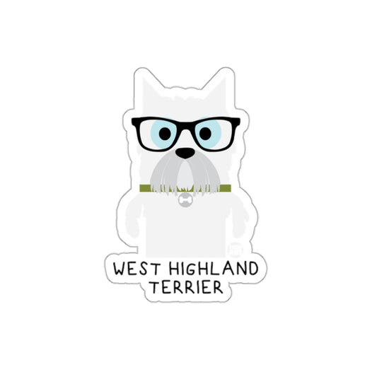 West Highland Terrier Dog Sticker with Glasses