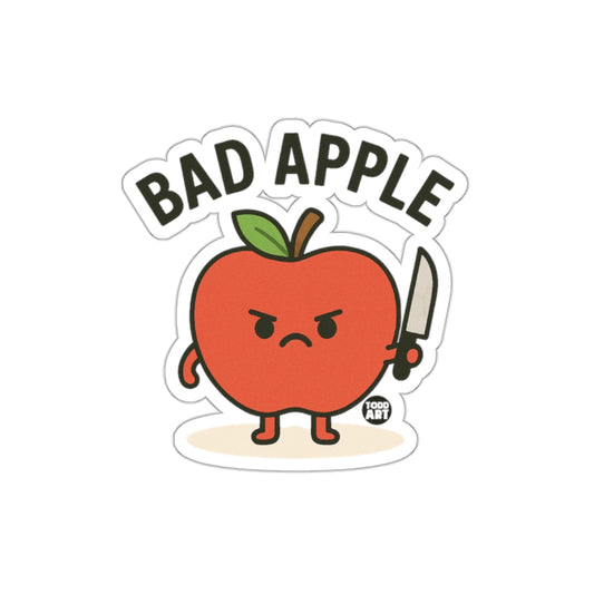 Cute Bad Apple Cartoon With Knife Todd Art Sticker