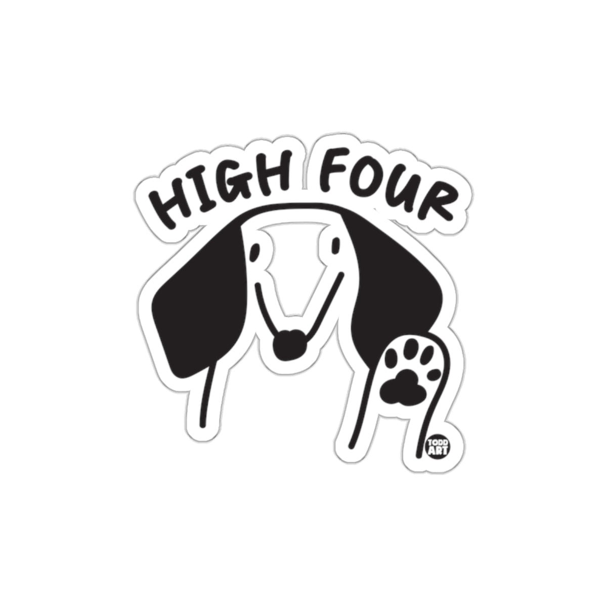 High Four Cute Dog Illustration Sticker Design