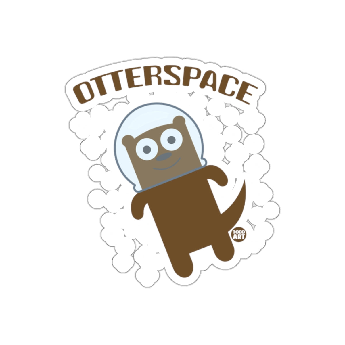 Cute Otter in Space Sticker with Cartoon Design
