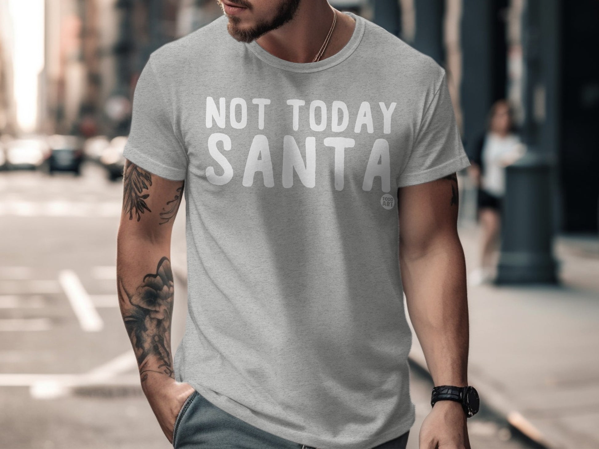 Not Today Santa Graphic Grey Tee product