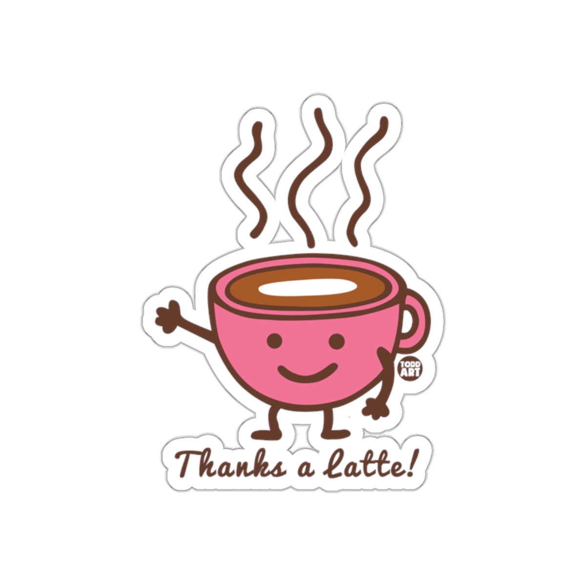 Thanks a Latte Cute Smiling Coffee Sticker Decal
