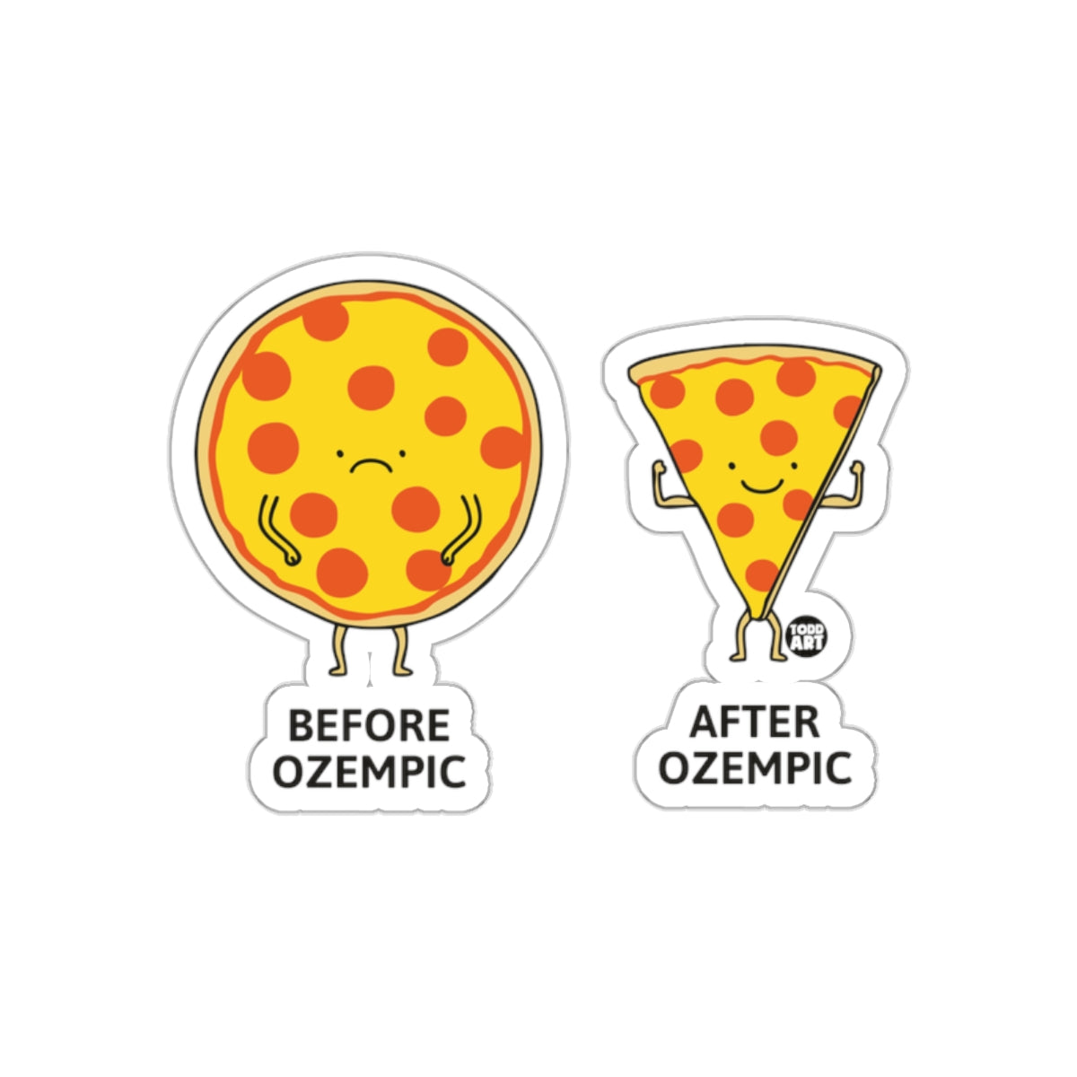 Funny Pizza Transformation Before After Ozempic Stickers
