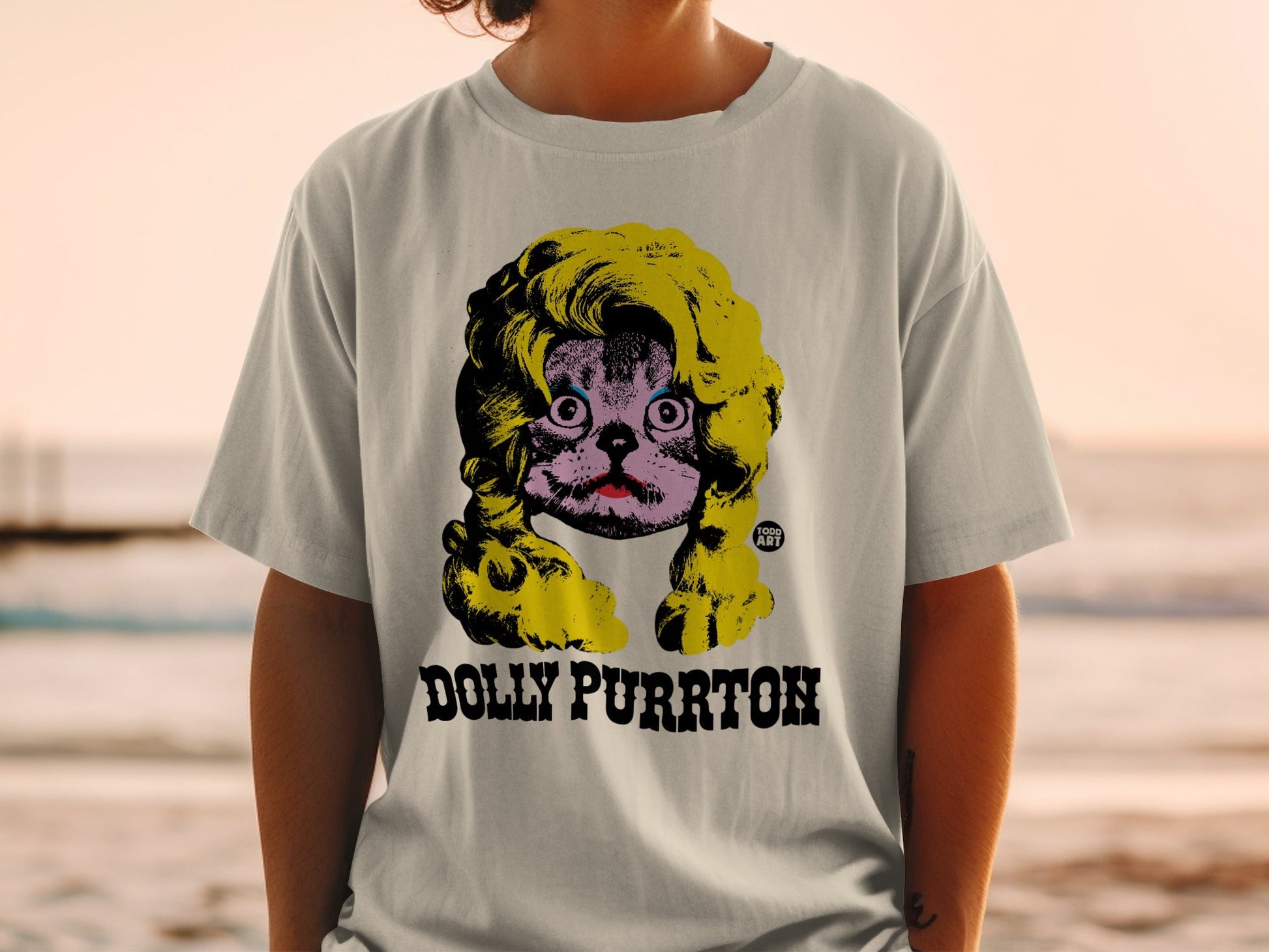 Dolly Purrton Graphic Tee Trendy Cat Shirt