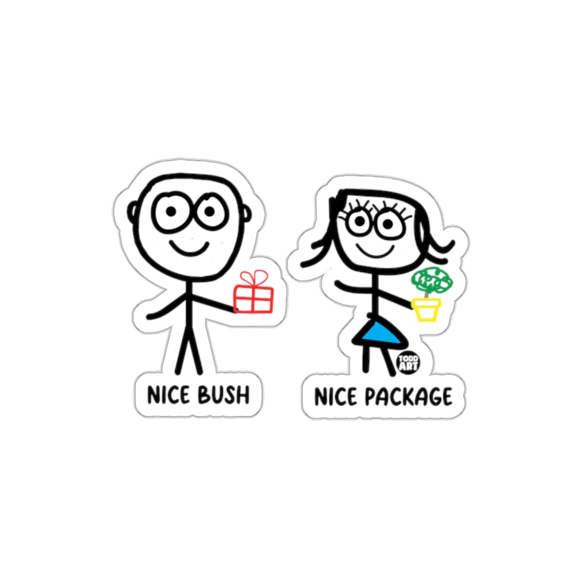 Funny Stick Figure Nice Bush Nice Package Sticker