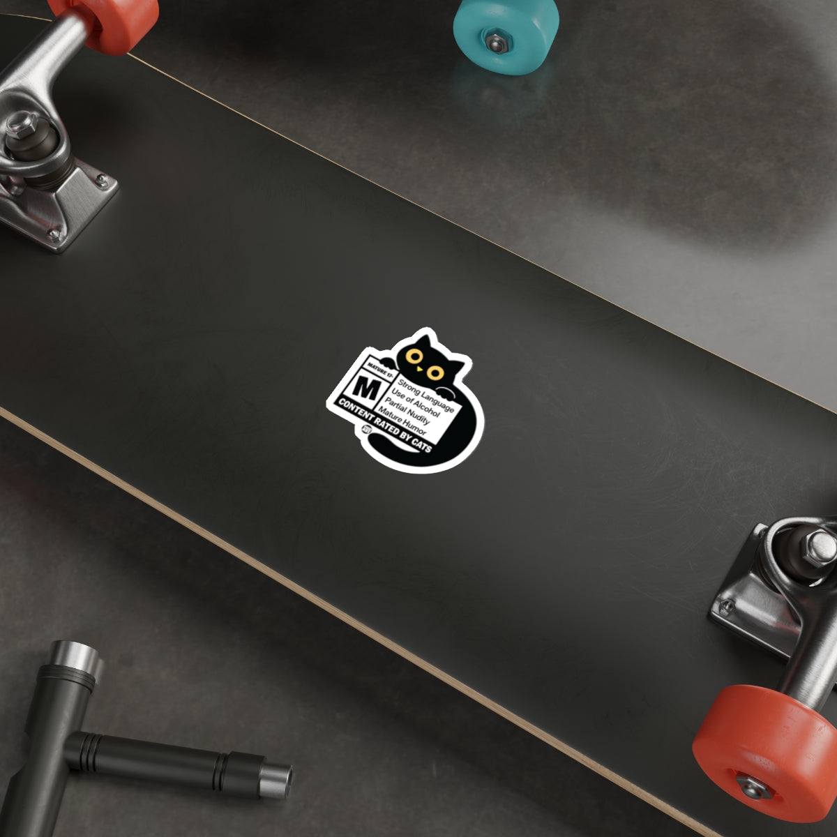 Content Rated by Cats Funny Humor Black Cat sticker
