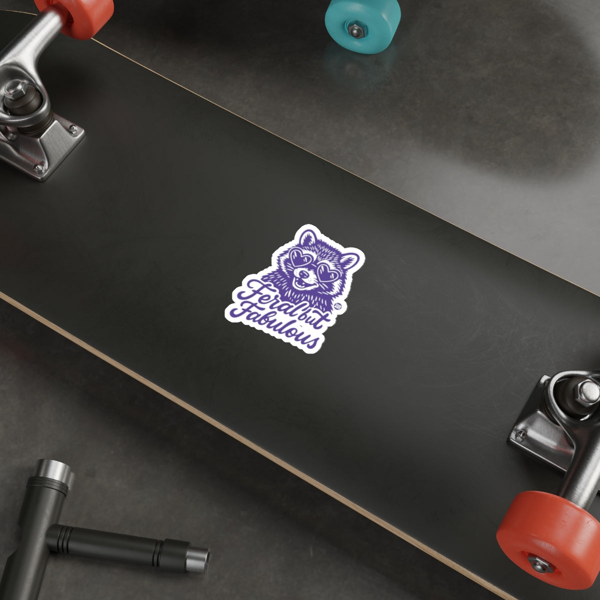 Feral but Fabulous Raccoon Heart Sunglasses Sticker 