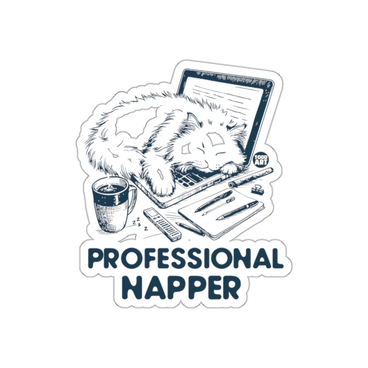 Professional Napper Cute Cat Office Sticker