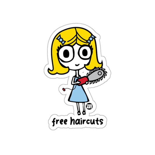 Free Haircuts Cute Cartoon Character Sticker