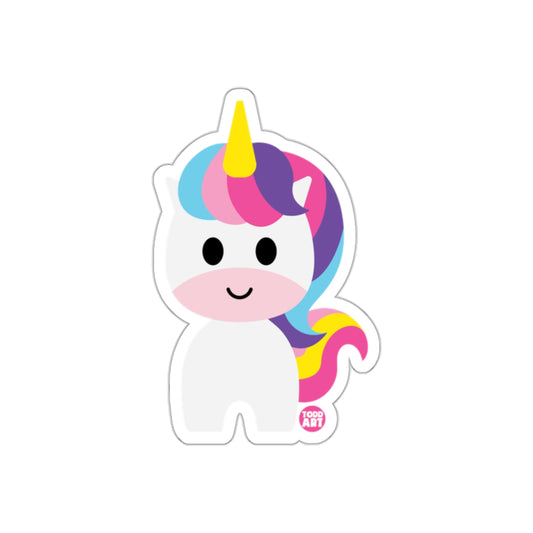 Cute Cartoon Unicorn Sticker with Rainbow Hair Design