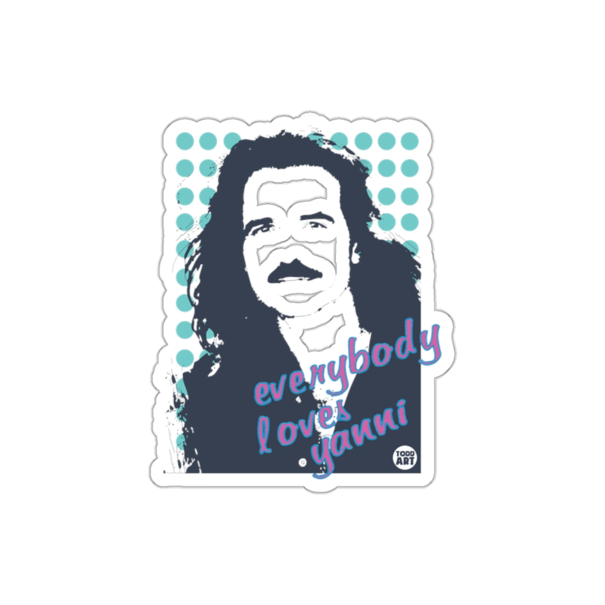 Everybody Loves Yanni Portrait with Dots Stickers