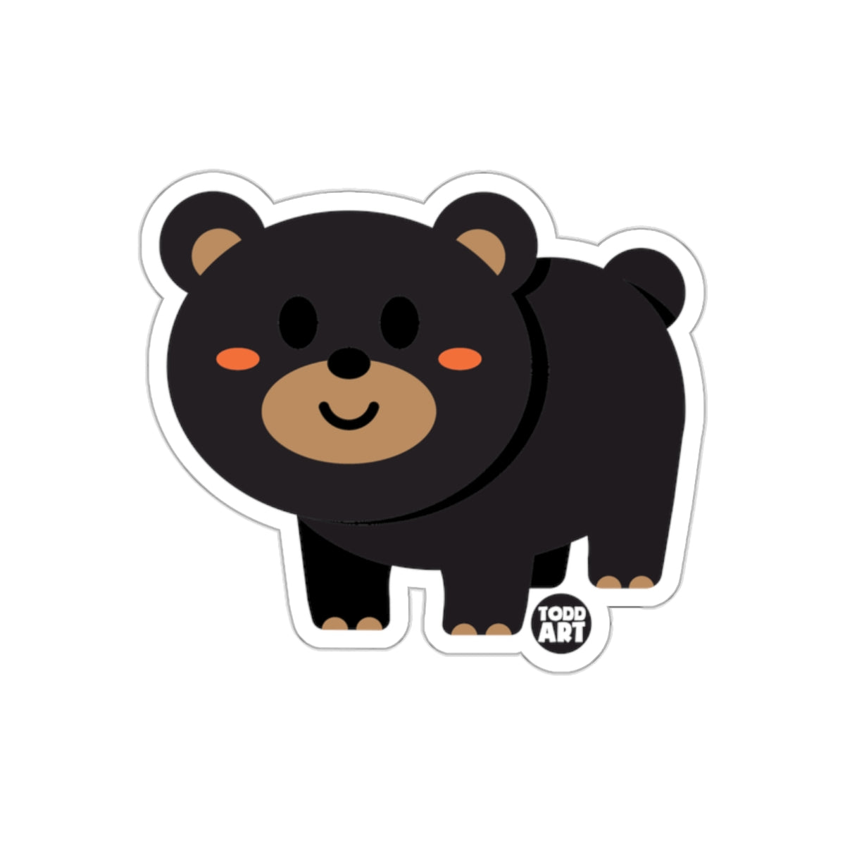 Cute Smiling Black Bear Art Sticker for Kids Stickers