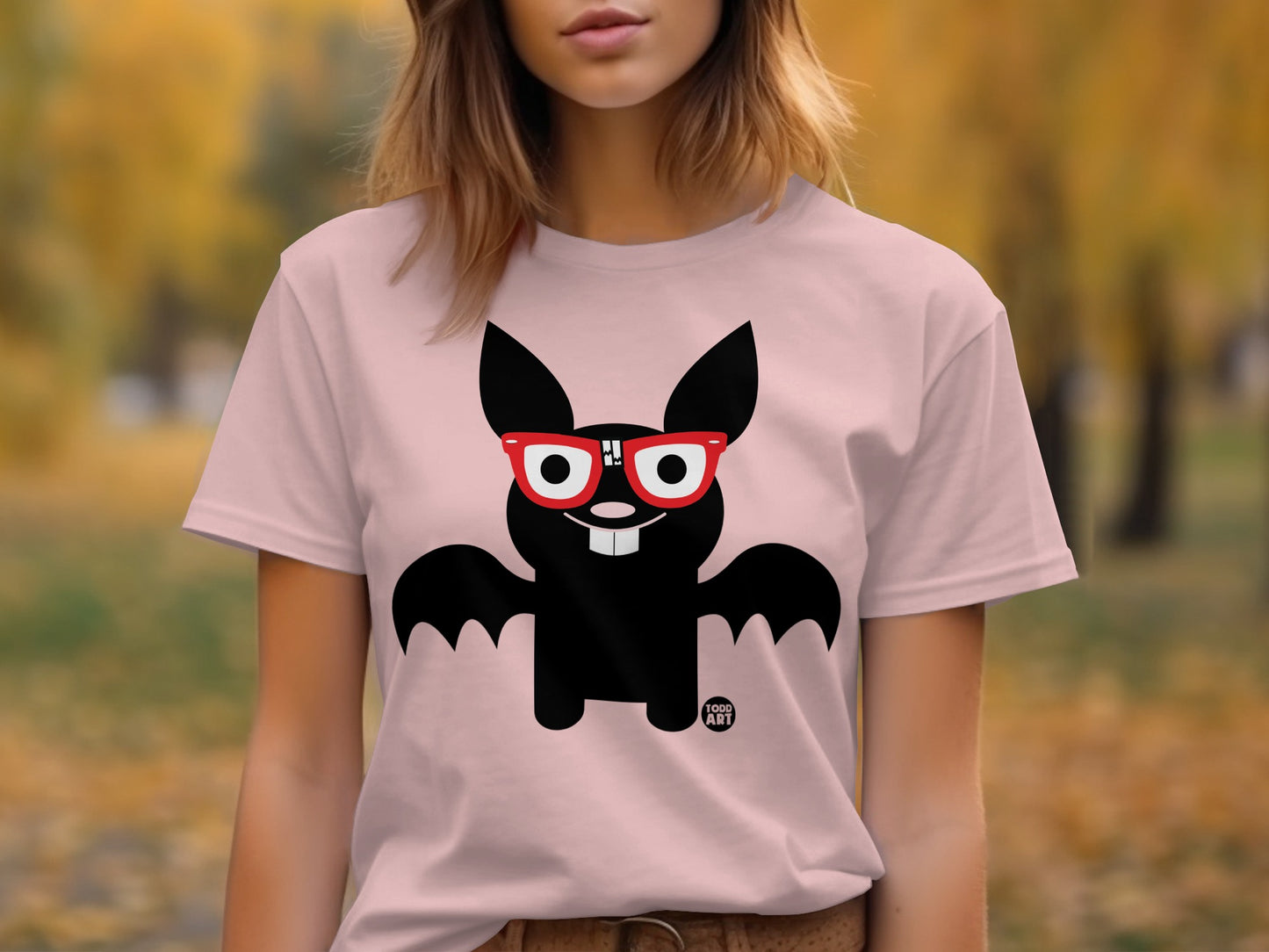 Cute Bat with Red Glasses Halloween T-Shirt