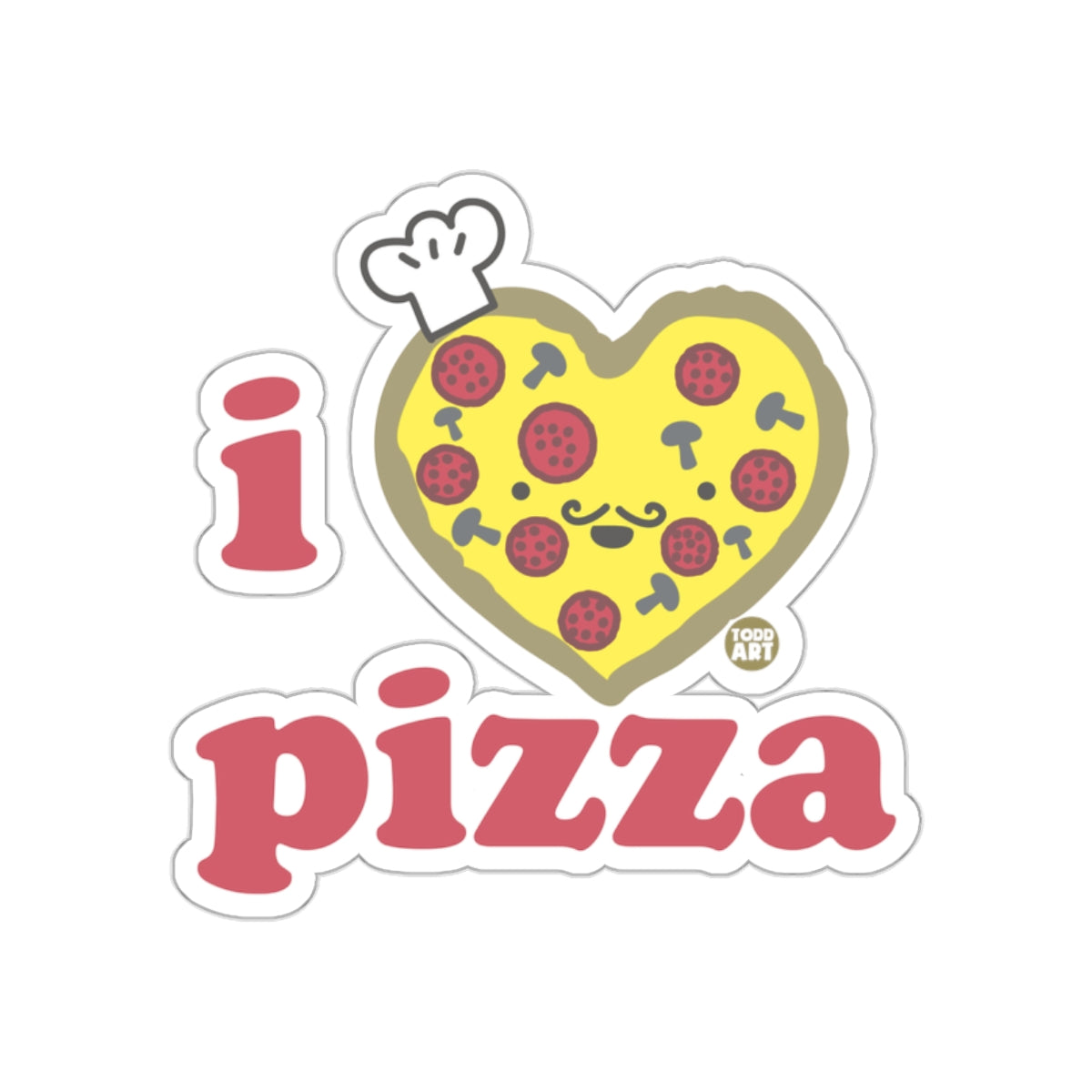 I Love Pizza Cute Heart-Shaped Fun Sticker