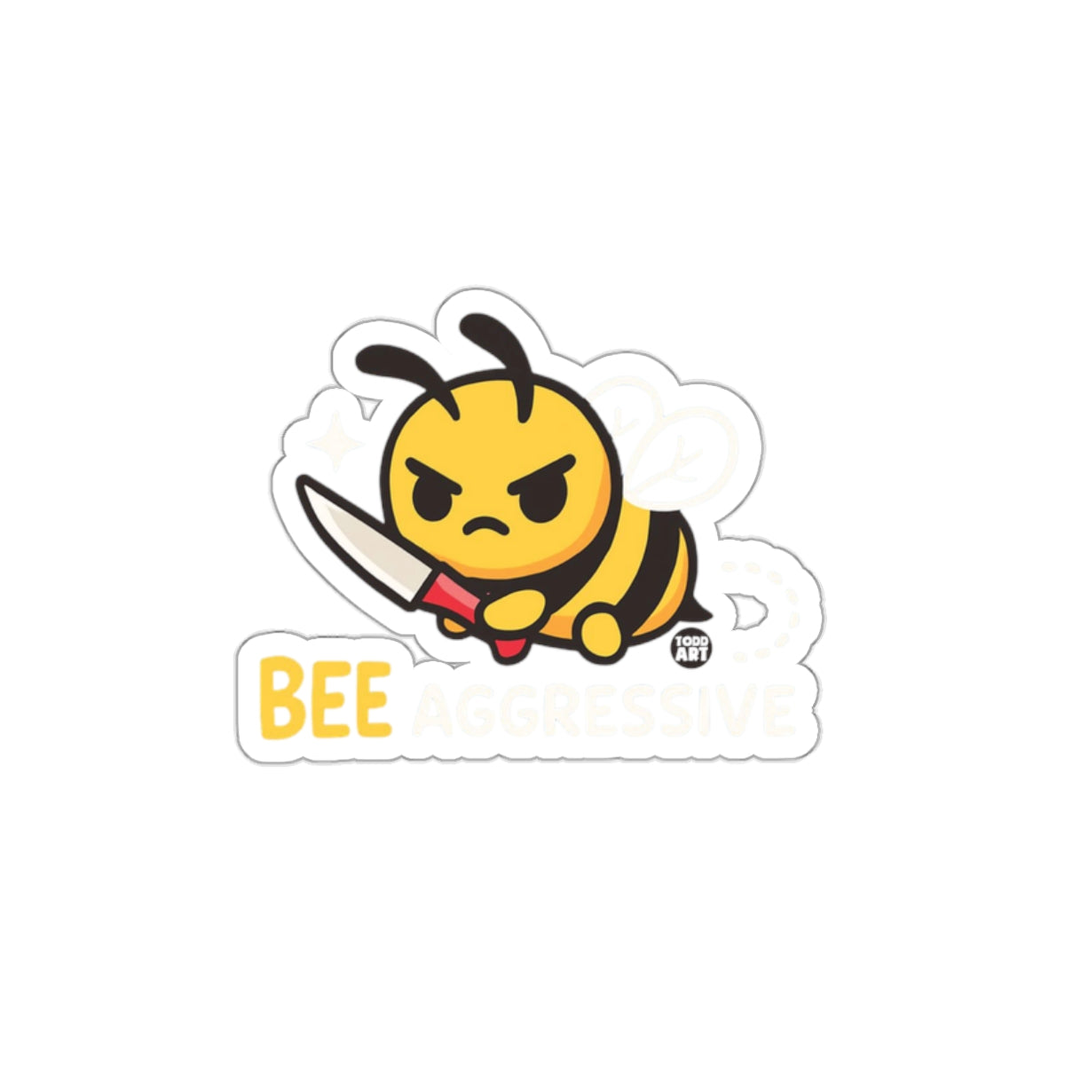 Bee Aggressive Knife Wielding Angry Bee Sticker