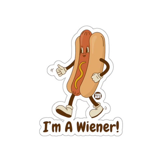 I'm A Wiener Cartoon Hot Dog Character Sticker
