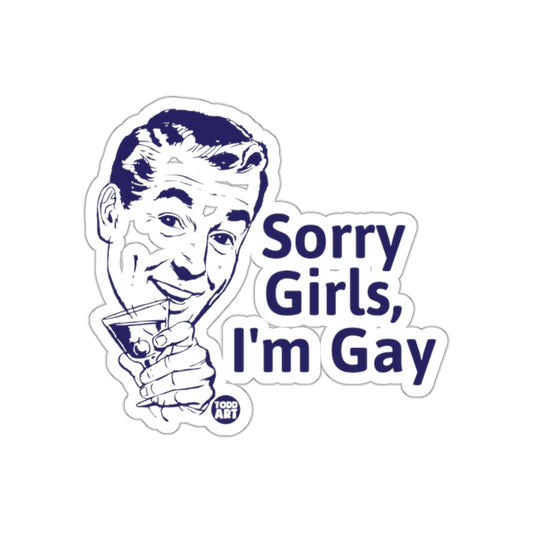 Sorry Girls I'm Gay Sticker Retro Vintage Design