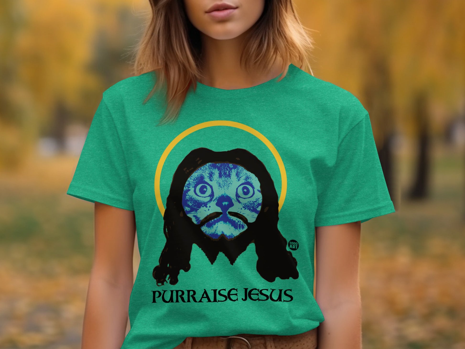 Purraise Jesus Cat Graphic Print Unisex T-Shirt
