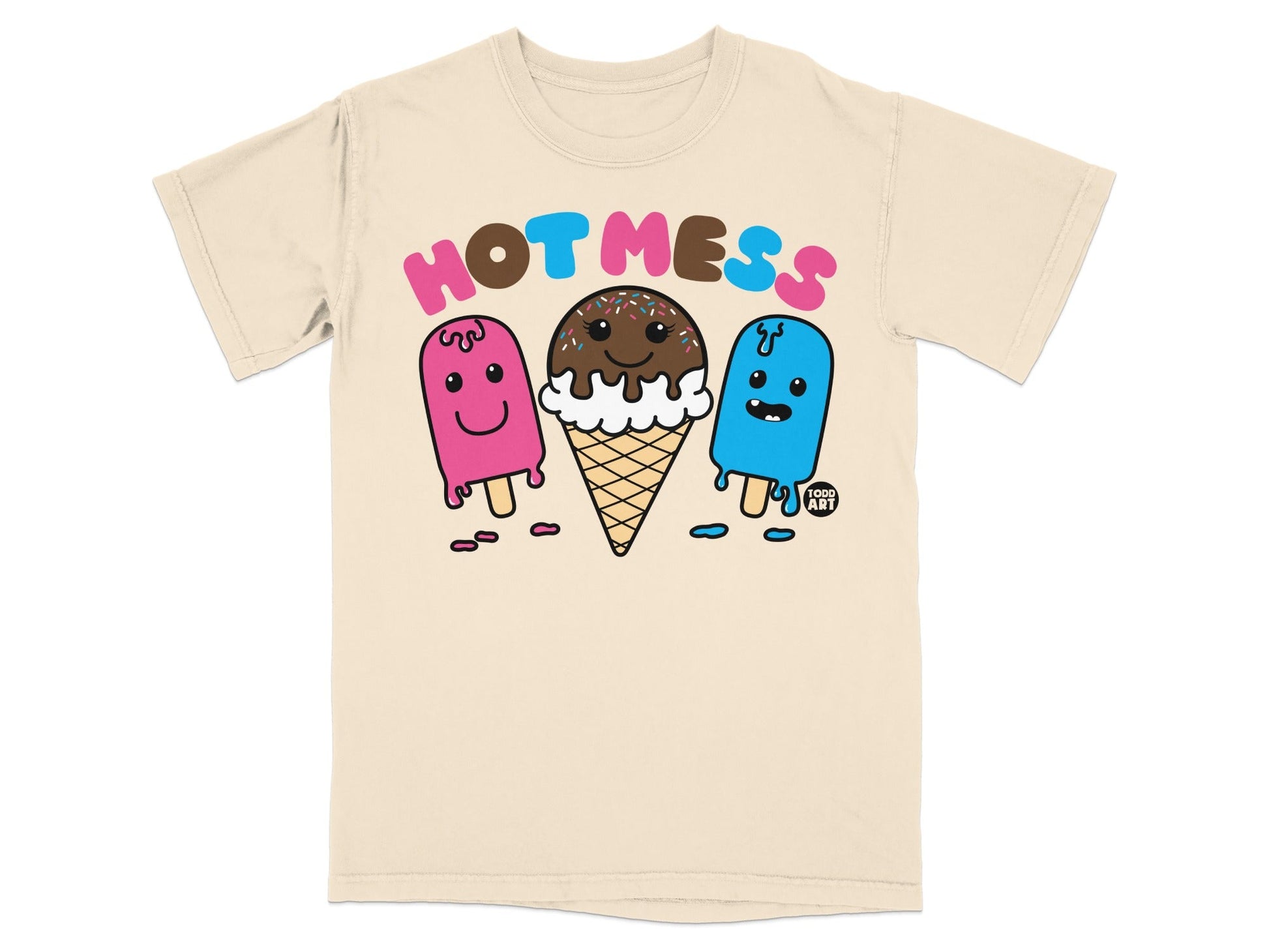 Hot Mess Ice Cream and Popsicle Characters T-Shirt