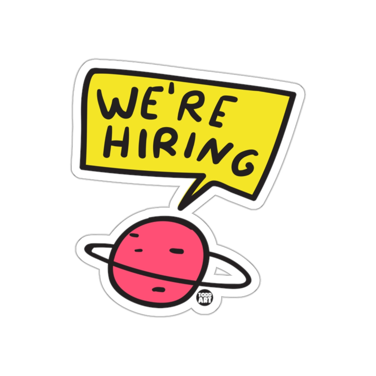 Colorful We're Hiring Planet Sticker for Advertisement