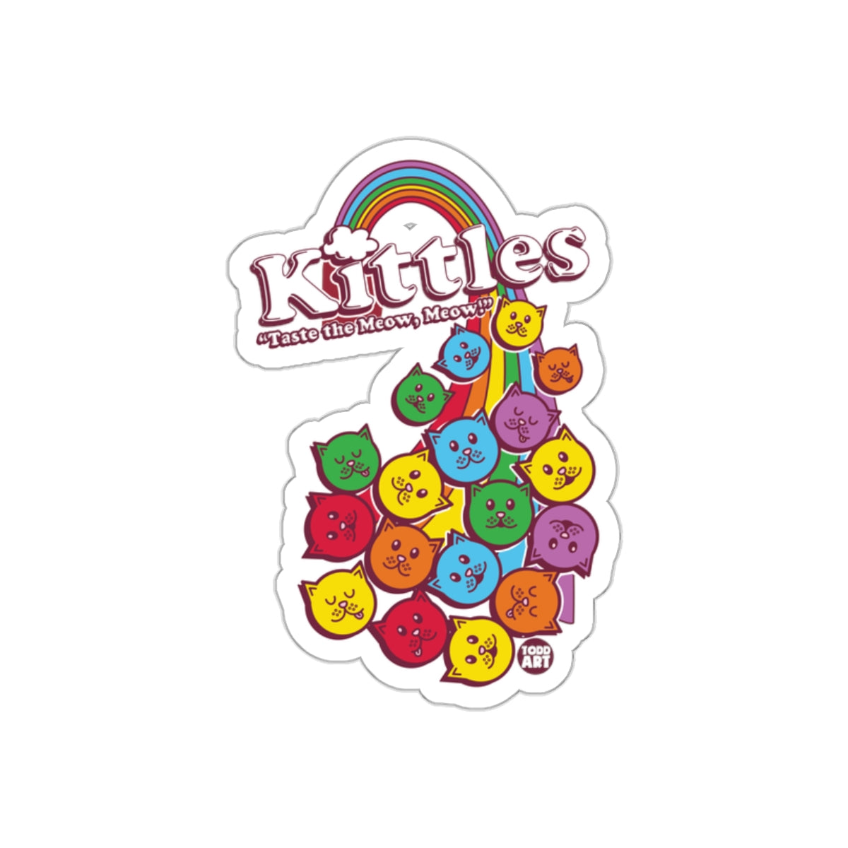 Kittles Taste the Meow Meow Rainbow Cat Sticker