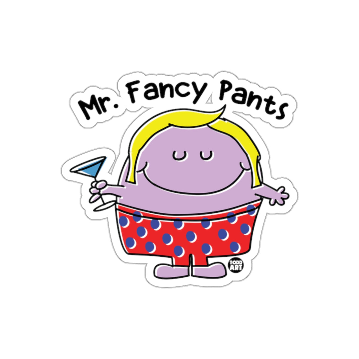 Mr Fancy Pants Cartoon Character Sticker