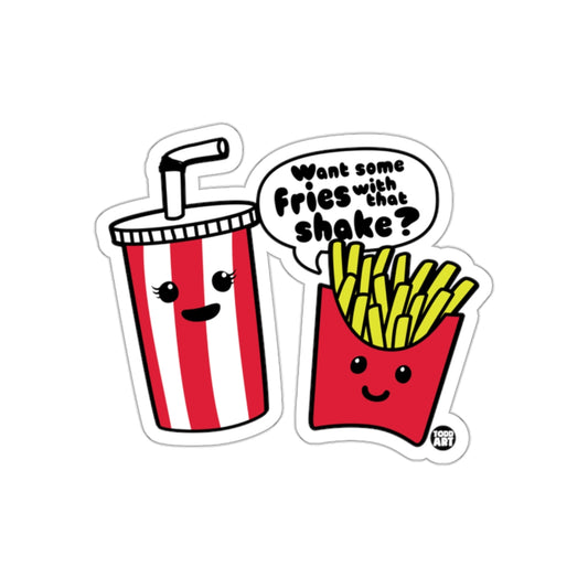 Cute Happy Fries and Shake Cartoon Sticker Design