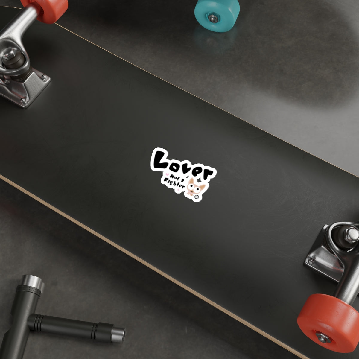 Lover Not a Fighter Cute Dog Sticker Skateboard Product