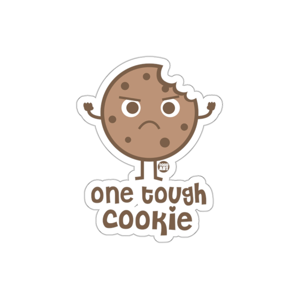 One Tough Cookie Sticker with Cute Angry Face Design