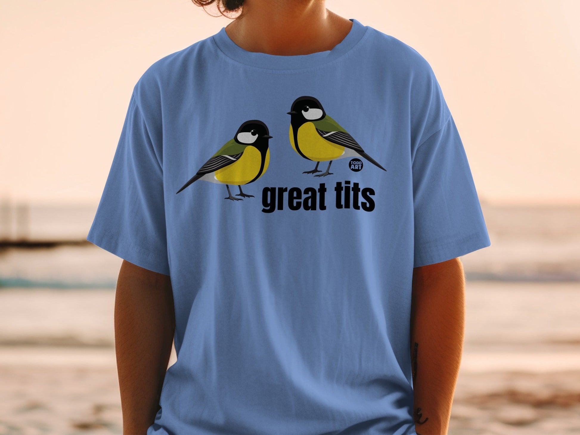 Unique Blue Great Tits Bird Graphic T-shirt