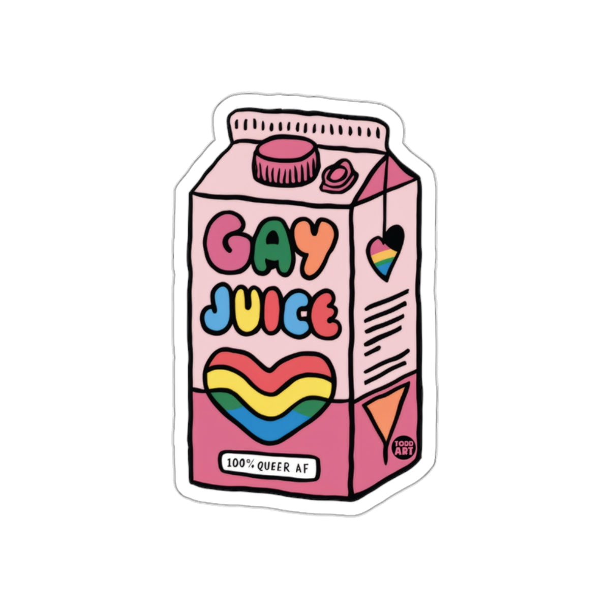 Gay Juice Carton Rainbow Heart Design Sticker