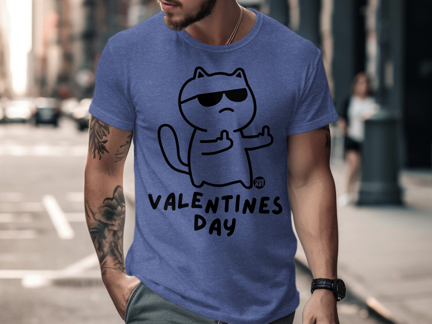 Cool Cat Valentines Day Graphic T-shirt