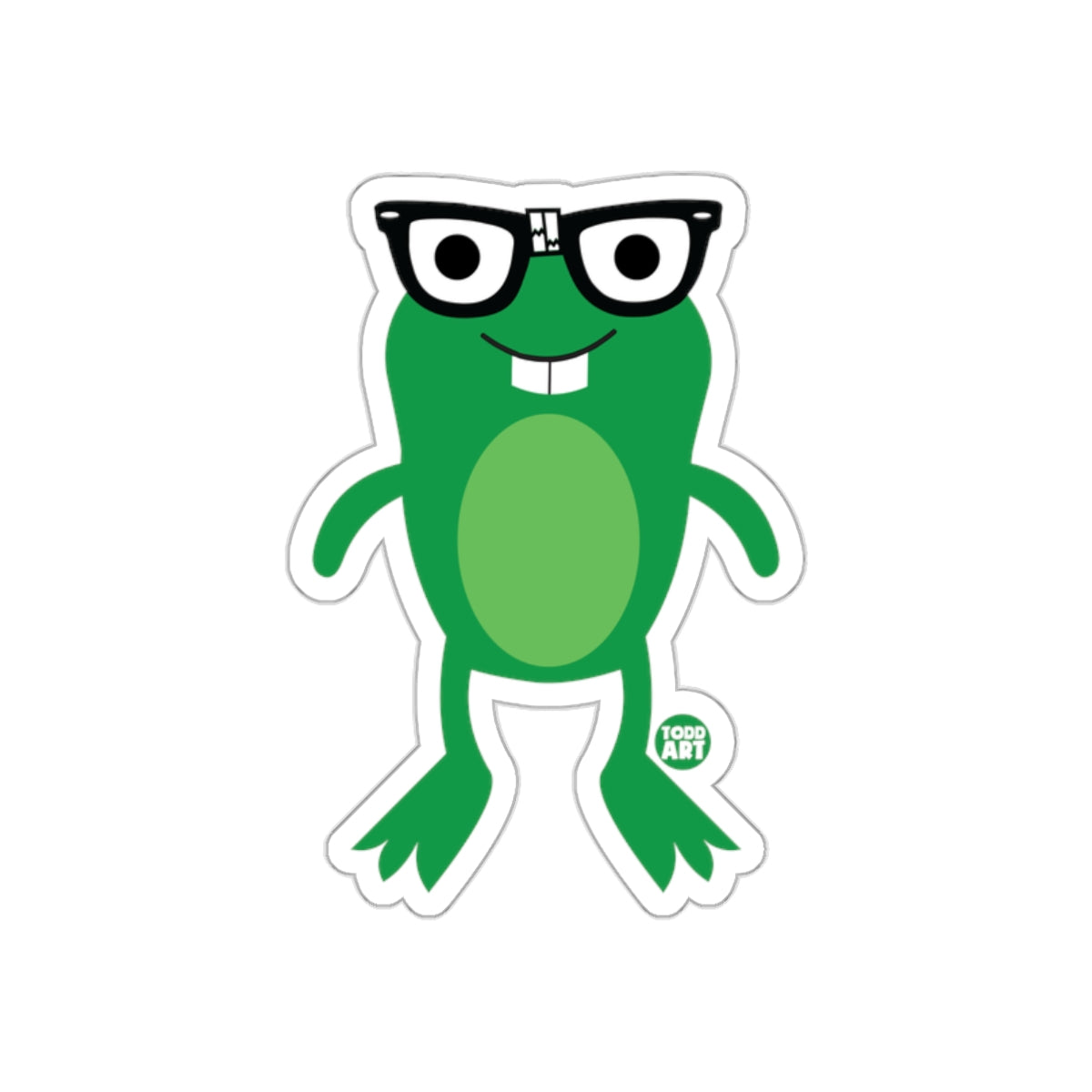 Cute Frog with Glasses Sticker Todd Art Product