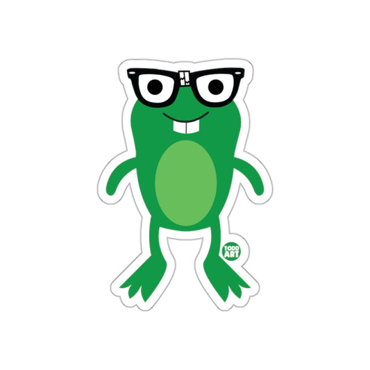 Cute Frog with Glasses Sticker Todd Art Product
