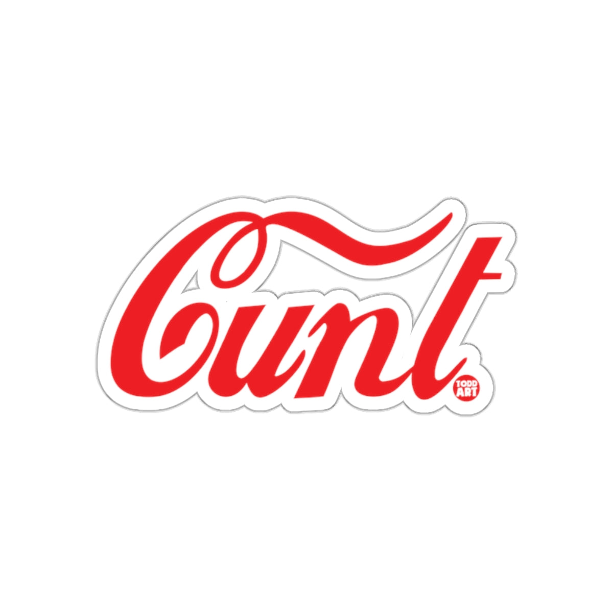 Coca Cola Style Cunt Red and White Sticker Design