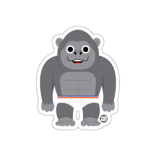 Cartoon Gorilla Character in Boxer Shorts Sticker